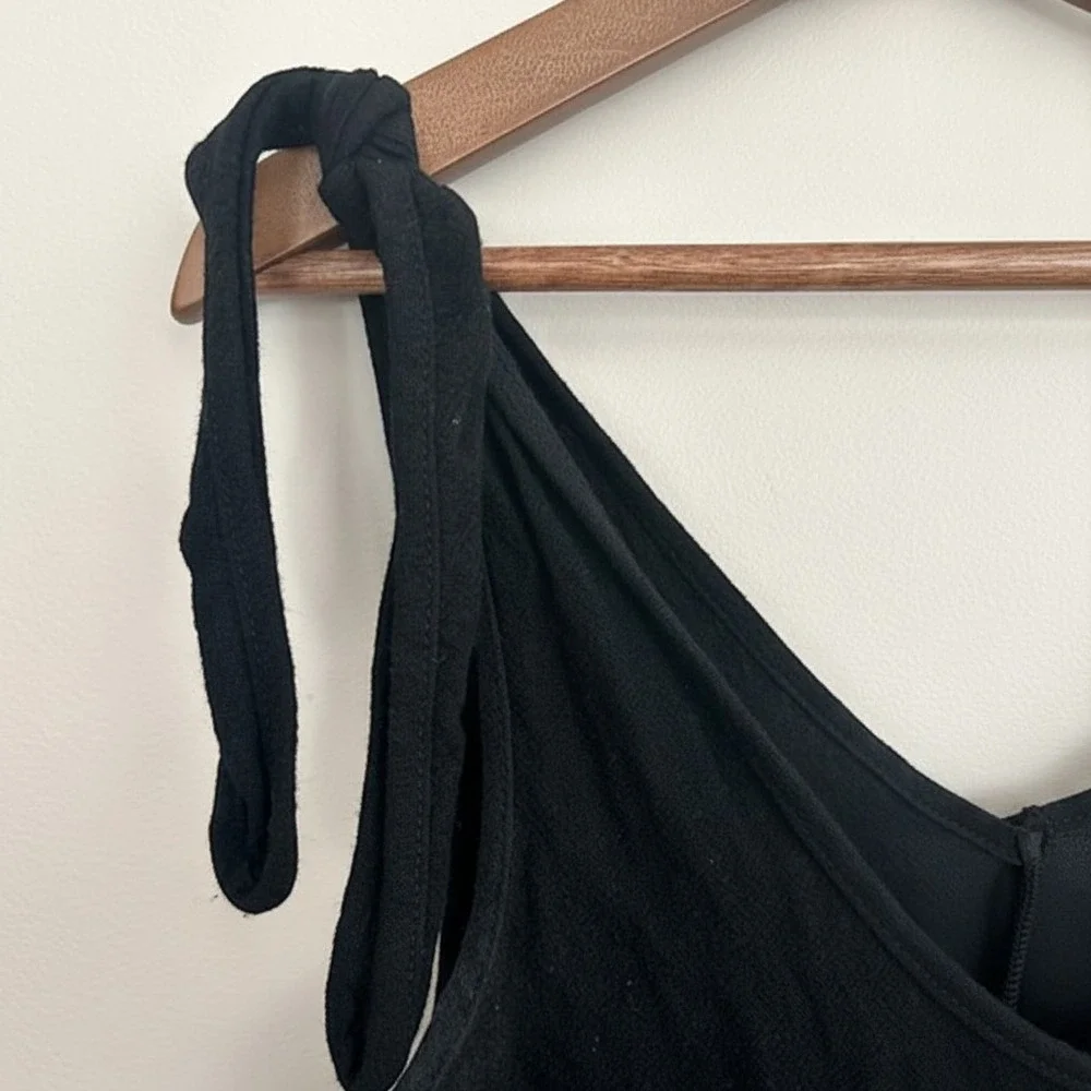 Petal + Pup Black Wide Leg BOHO Jumpsuit Tie Shoulder Elastic Waist Women Sz. S‎
